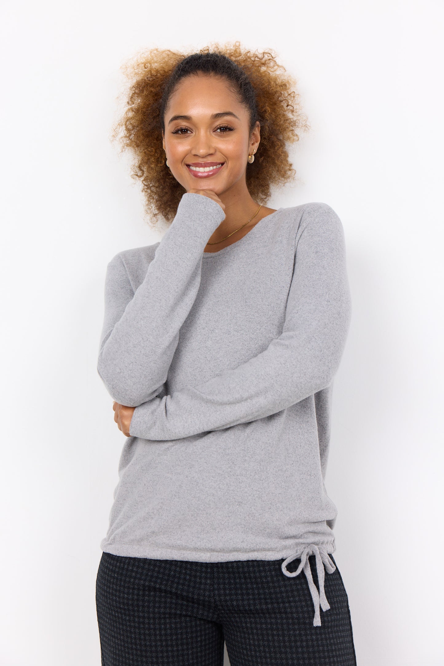 Soyaconcept BIARA Grey Tie Hem Long Sleeved Top