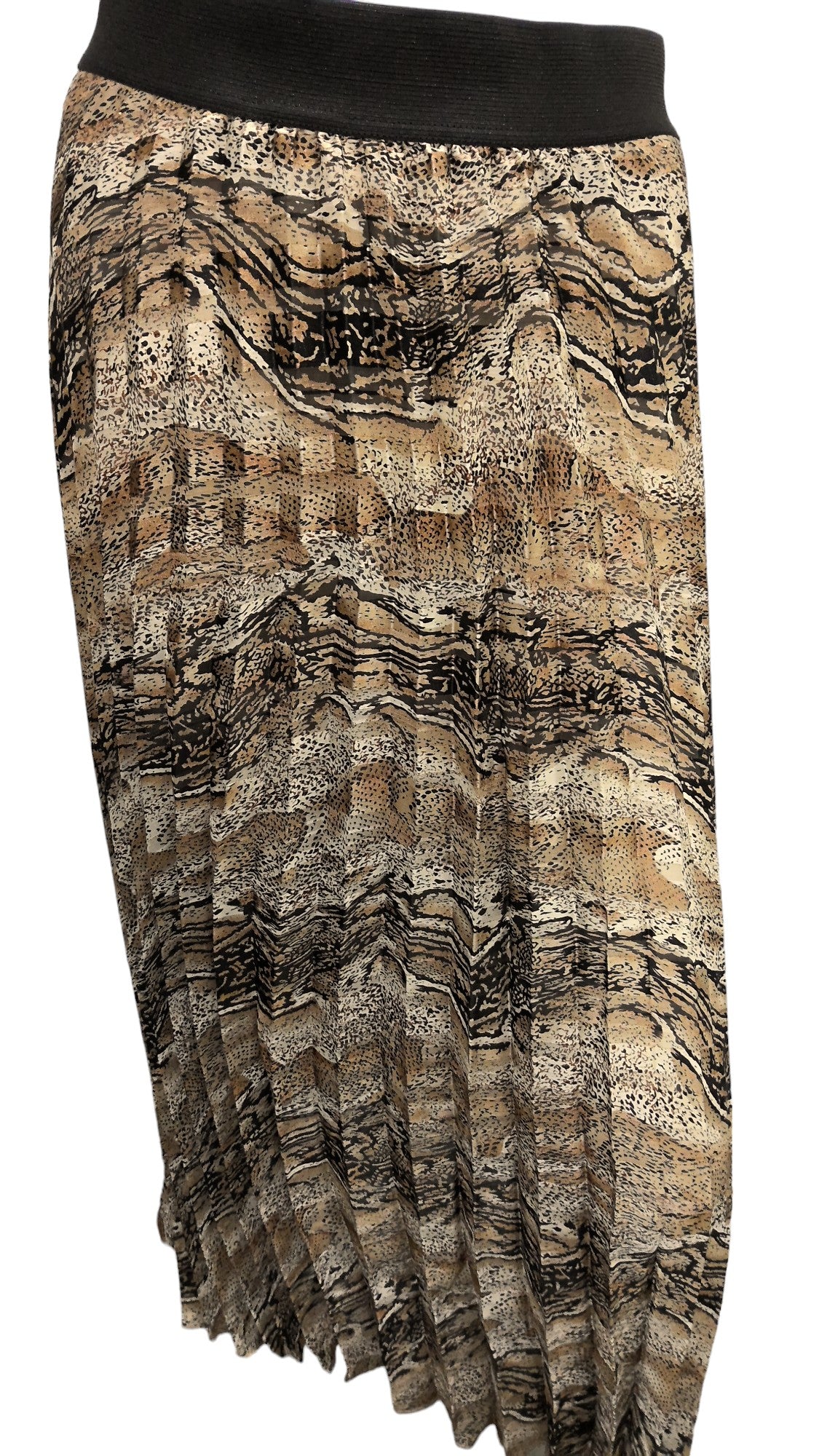 SIENNA Brown And Cream Printed Pleated Malissa J Skirt.