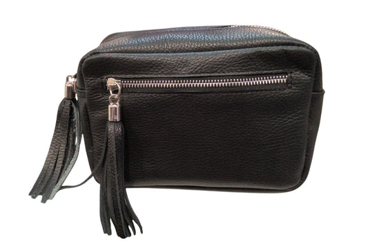 EVELINA Black Leather Camera Bag