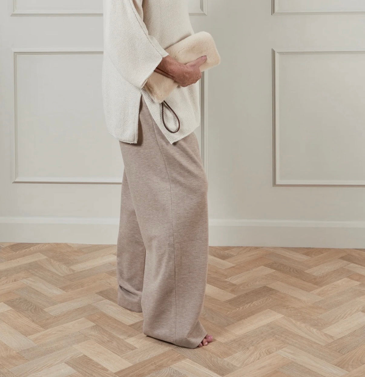 Chalk Regan Marl Beige Trousers