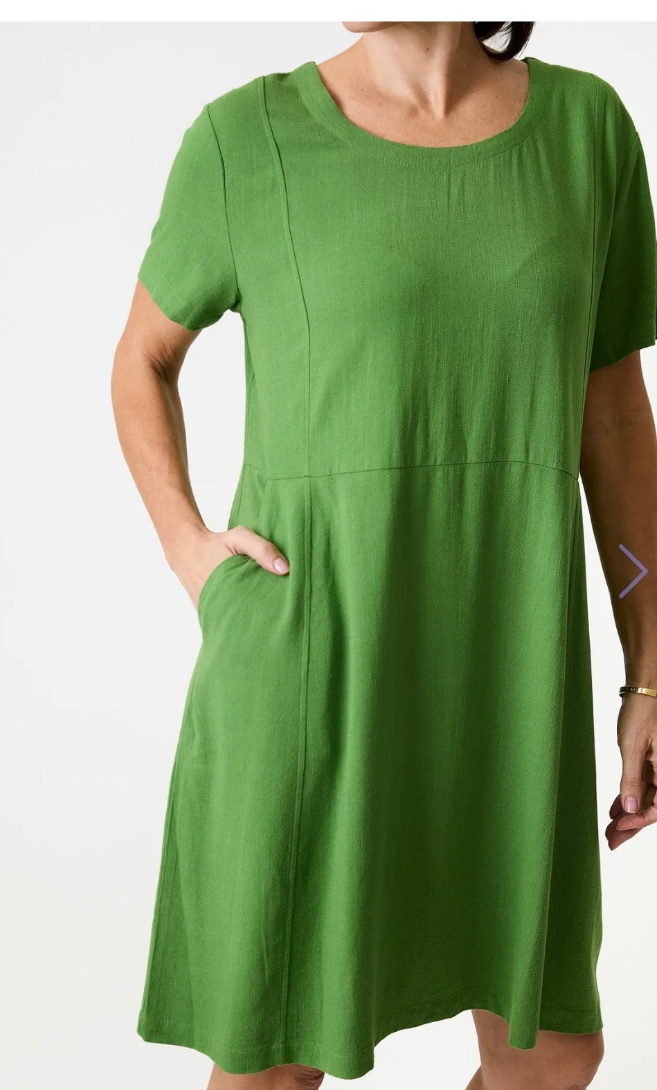 Short Classic Green Dress by Dreams , with pockets