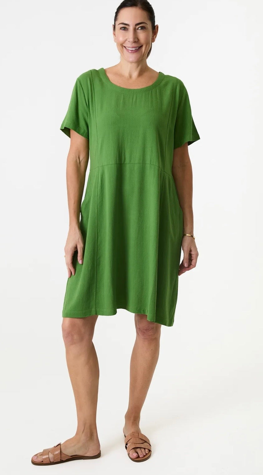 Short Classic Green Dress by Dreams , with pockets