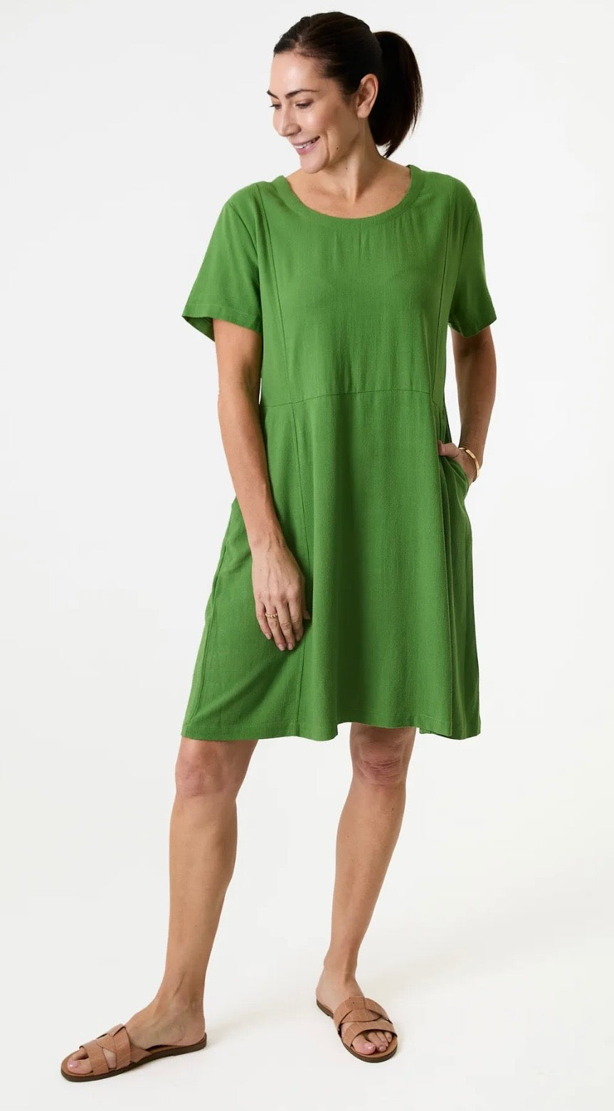Short Classic Green Dress by Dreams , with pockets