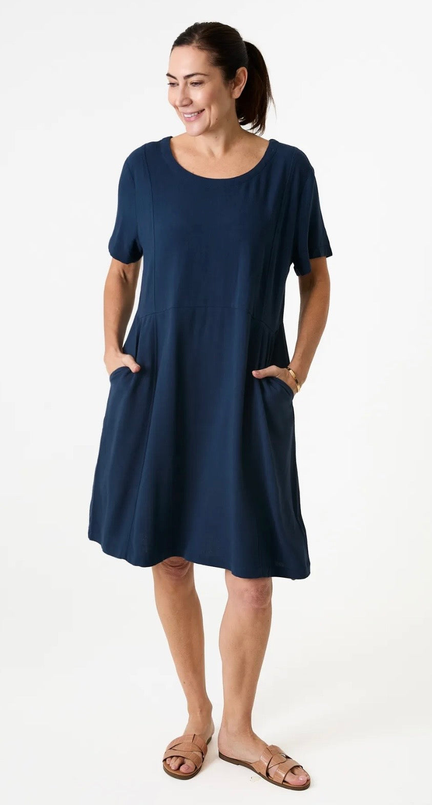 Short Classic Green Dress by Dreams , with pockets