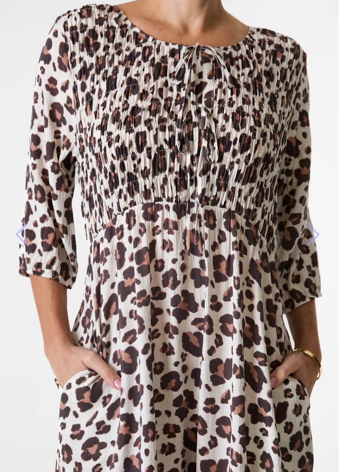 Shirred Leopard Print Midi Dress by Dreams