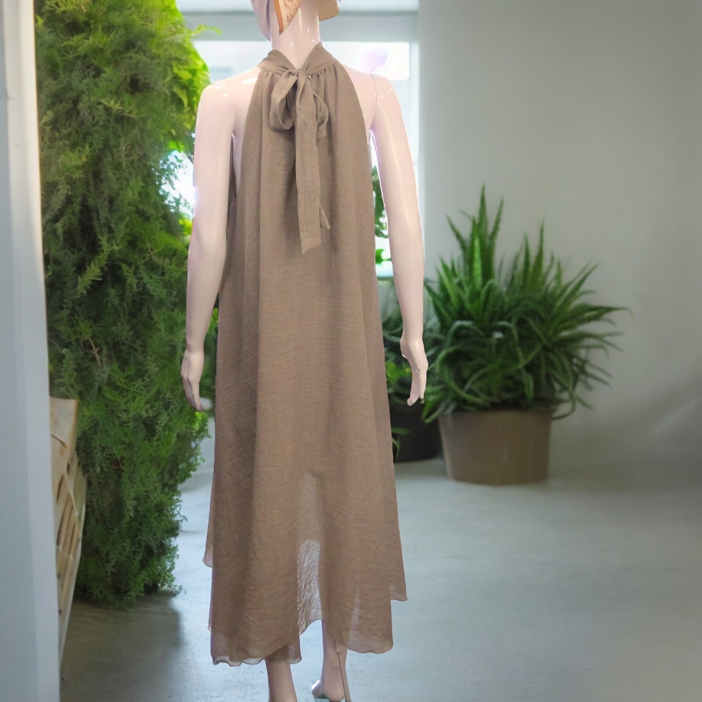 DEETA Natural Halterneck Dress