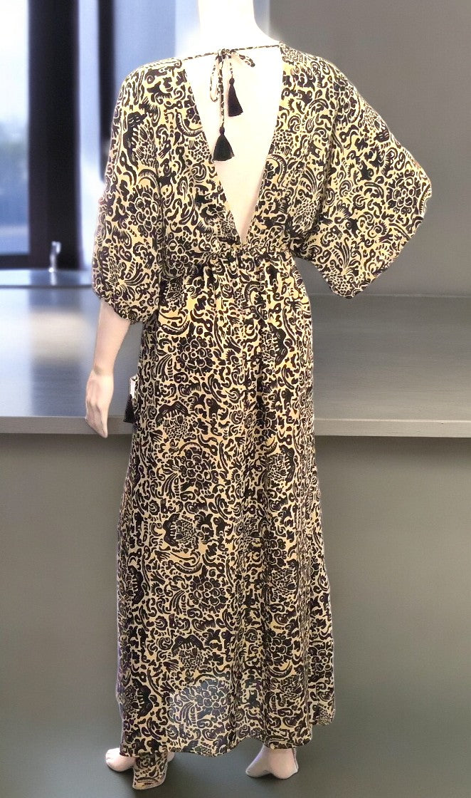 PAULA Black and Cream Kimono Dress