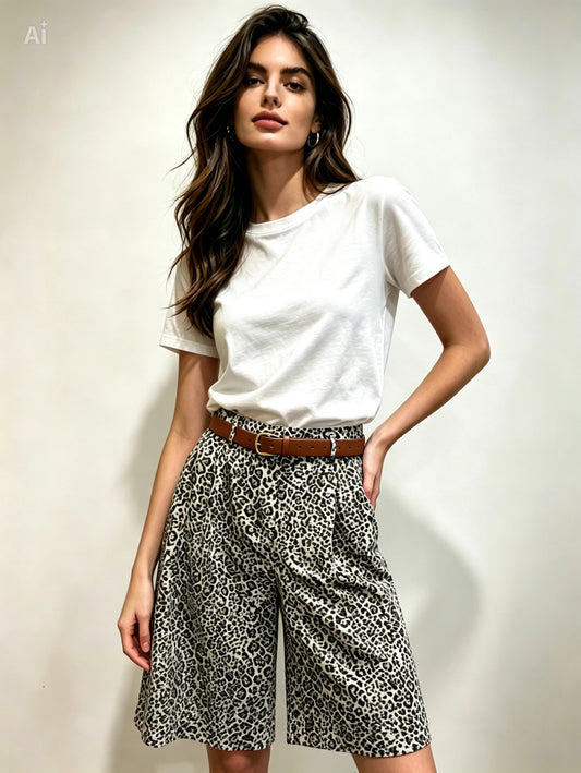 Leopard Print Longline shorts