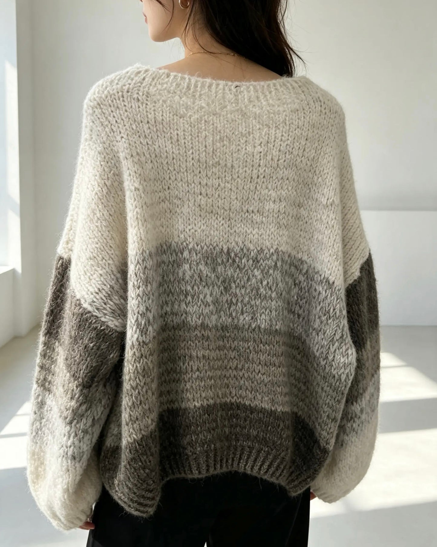Oversized, Sloppy Joe, Long Sleeve, Jumper , Blue and Cream
