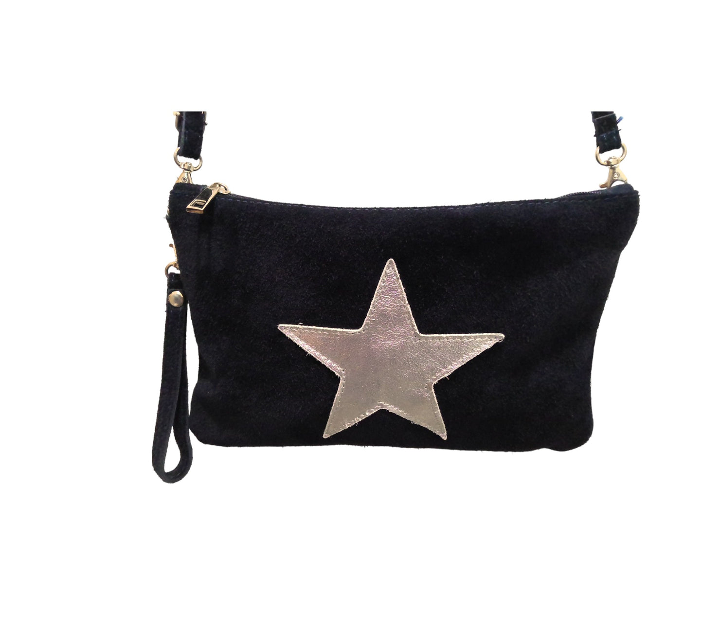 NAVY SUEDE STAR BAG