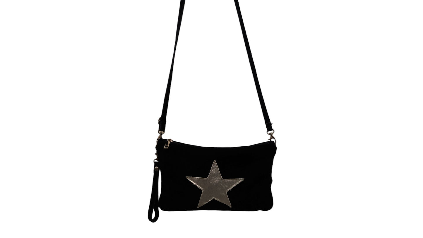 NAVY SUEDE STAR BAG