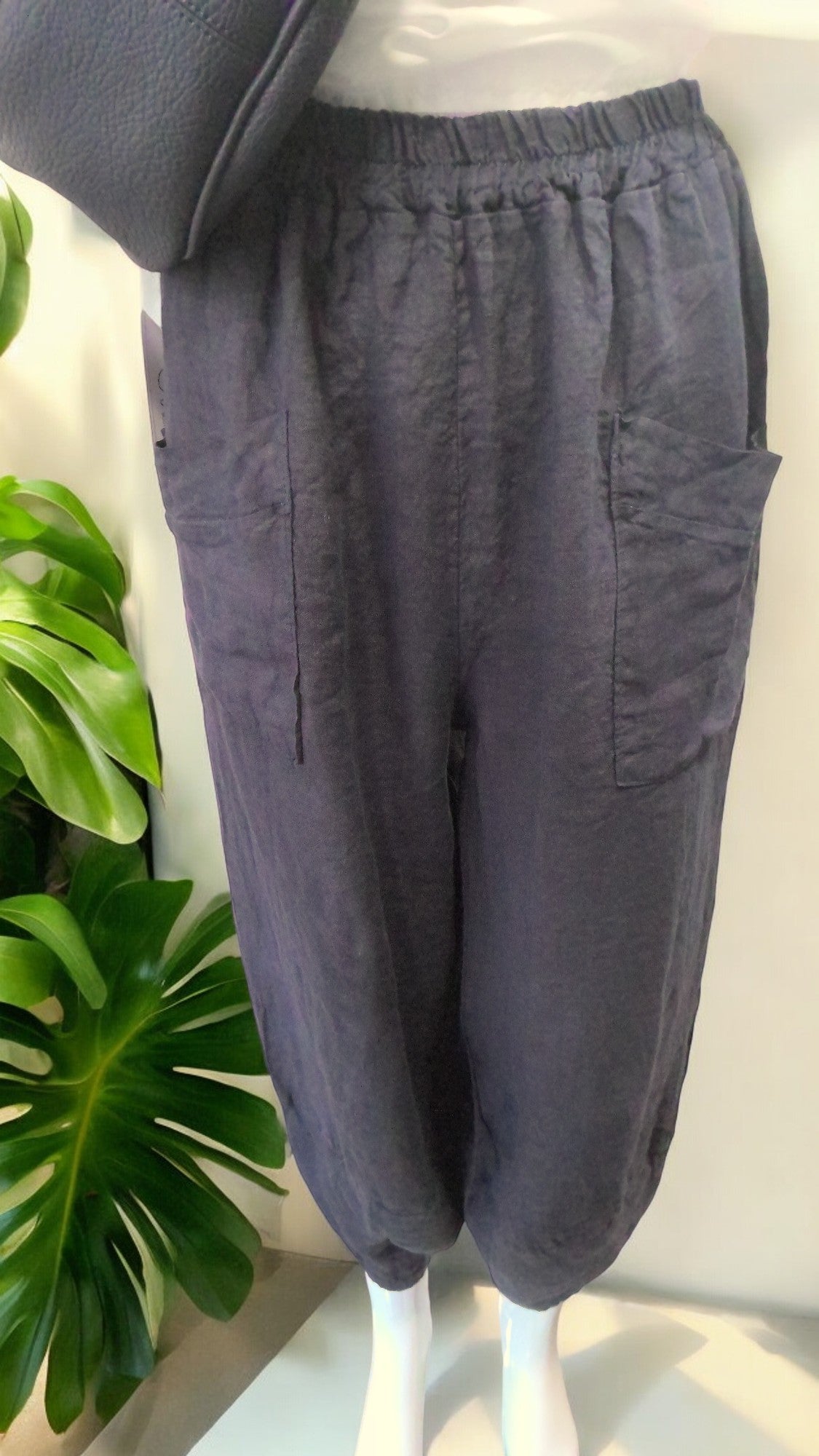 Navy Linen COCOON Trousers/Pants