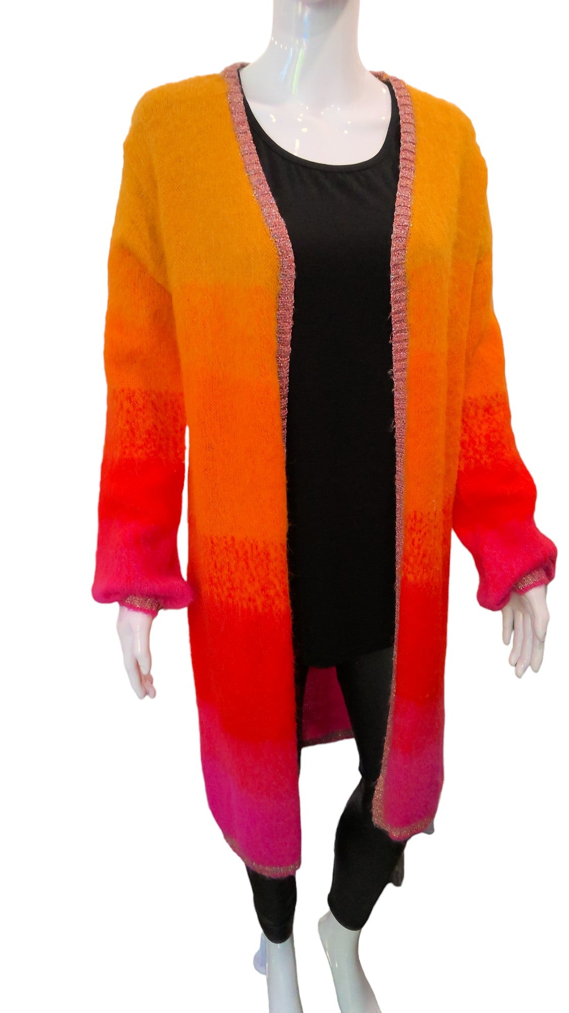 NEMO Mohair Mix Orange to Red Blend Cardigan