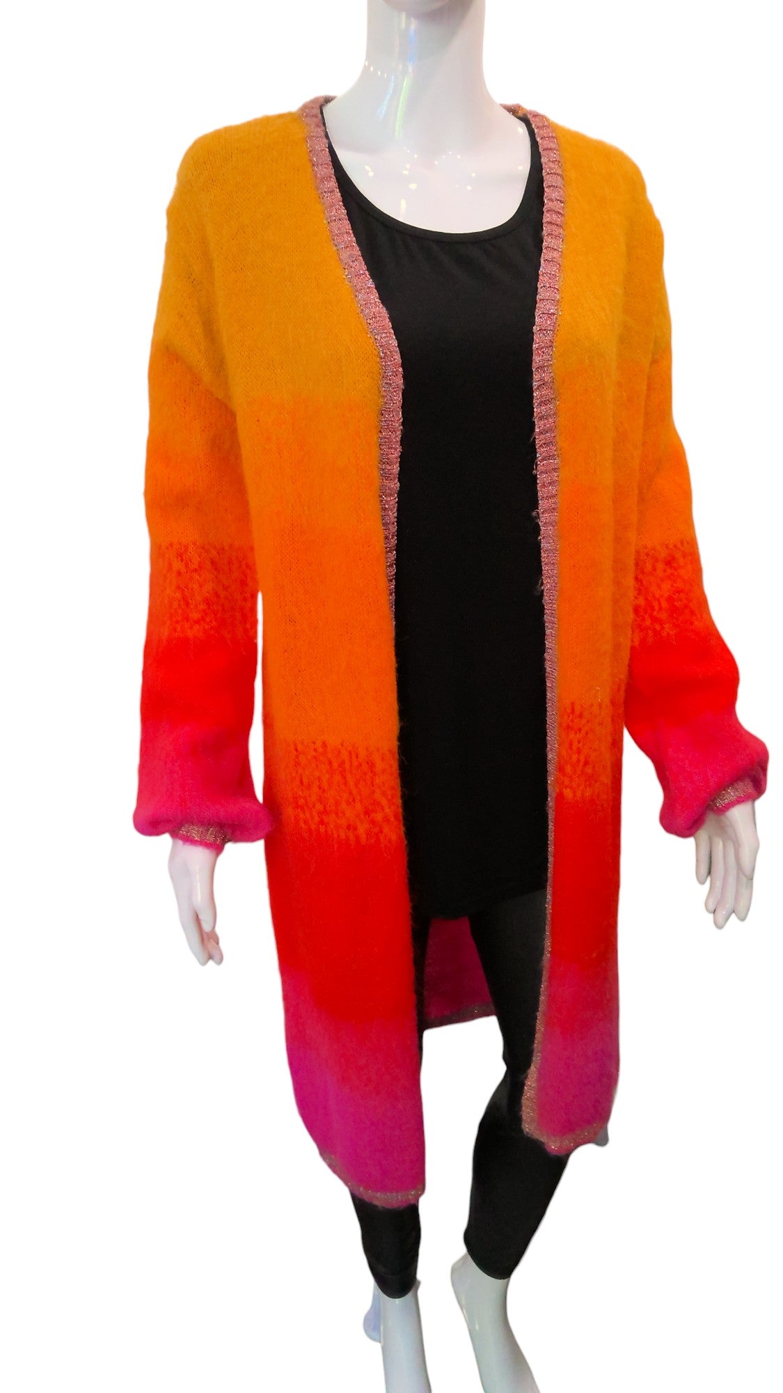 NEMO Mohair Mix Orange to Red Blend Cardigan