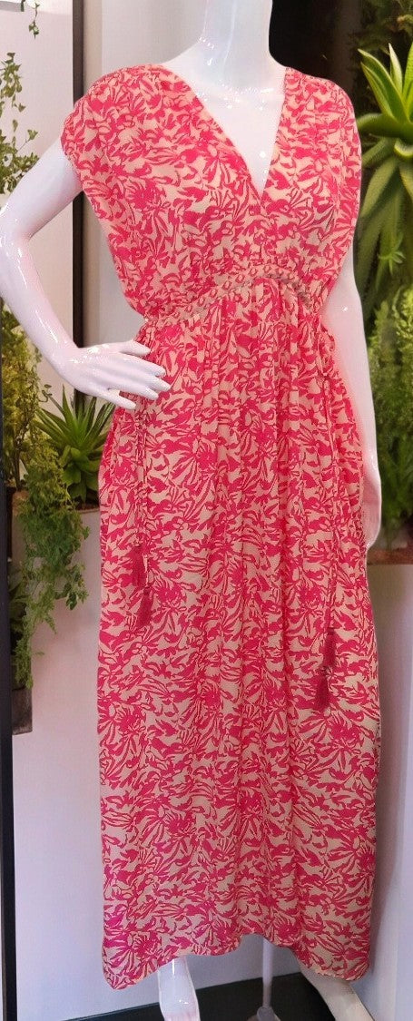 GRETA Pink And Cream Print Dress